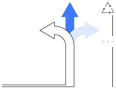 Farklı yönlerdeki üç ok seçenekleri gösterir ya da bir ok parlak mavi renktedir. Yönlendirme, strateji, hedefler, değişim, yenilik, büyüme, planlama için idealdir. Düz basit metafor