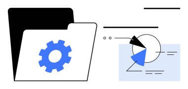 Dosya dizinini, grafiklerle soyut veri görselleştirmesinin yanında, ayarları veya işlemleri temsil eden dişli olarak aç. Veri analizi, süreç optimizasyonu, iş yönetimi, dijital araçlar için ideal