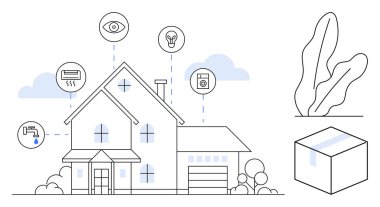 Ev, ampul, termostat, gözetleme, musluk ve çamaşır makinesi dahil olmak üzere IOT cihazlarıyla entegre edildi. Teknoloji için ideal, ev geliştirme, yeşil enerji, kolaylık otomasyonu