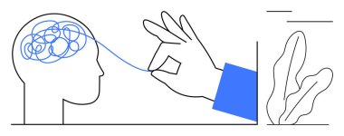 Elle çözülmüş bir beyin gibi karmaşık çizgileri olan insan kafası berraklığı ve çözünürlüğü simgeliyor. Zihinsel sağlık, problem çözme, farkındalık, yaratıcılık, yenilik, danışmanlık, düz