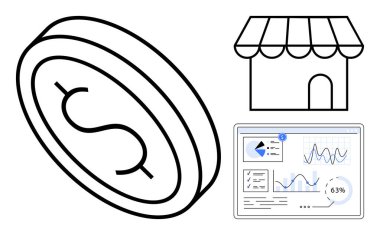 Dolar parası, mağaza önü ve veri grafiği ön panel kazançları, iş büyümesini ve finansal takibi vurguluyor. Ticaret, perakende, analitik ekonomi yatırım stratejisi karı için idealdir. Düz