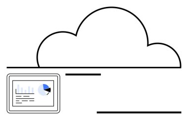 Büyük bulut şekli ve veri depolama ve analizleri gösteren grafikler ve grafiklerle dolu bir tablet. Teknoloji, bulut hesaplama, veri analizi, iş, yenilik, ağ oluşturma, dijital çözümler için ideal