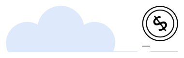 Dolar parasının yanındaki mavi bulut online depolama, maliyet ve veri güvenliğini gösteriyor. Finans, teknoloji, bulut hesaplama, tasarruf, yatırım dijital ödeme fintech için idealdir. Düz basit metafor