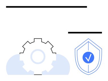 Bulut hizmetimizdeki bulut yapılandırmasını simgeleyen teçhizat, güvenlik işaretli kalkan. Bulut teknolojisi, siber güvenlik, veri yönetimi, bilişim hizmetleri, sistem koruması, dijital için ideal