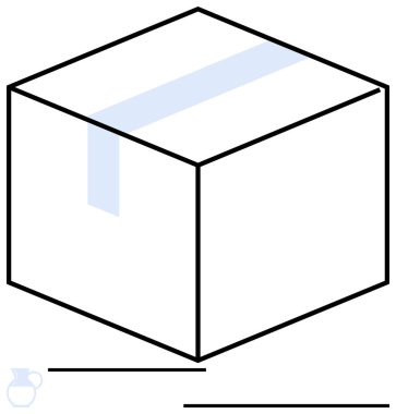 Geometrik karton kutu dış hatları mühürlü. Teslimat, ambalaj, lojistik, nakliye, organizasyon, depolama, minimalizm, düz basit metafor için ideal