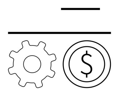 Dolar sikkeye bitişik, finans, iş verimliliği, para yönetimi ve operasyonları vurguluyor. Ekonomi, bütçe planlaması, süreç optimizasyonu, gelir otomasyonu verimliliği için ideal