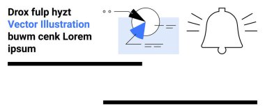 Bir uyarı çanı sembolünün yanında kalın aksanlı geometrik şekiller. Uyarı, bildirim, iletişim, web tasarımı, dijital işaret, öğrenme uygulamaları, basit iniş sayfası için ideal