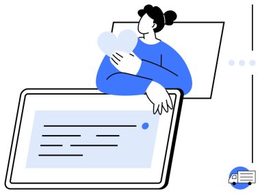 Bireysel olarak dijital tabletin yanında kalp şeklinde bir nesne tutarak aşkı, bağlantıyı ve dijital iletişimi sembolize ediyor. Empati, çevrimiçi hizmetler, bakım, teknoloji ve uzak çalışma için ideal