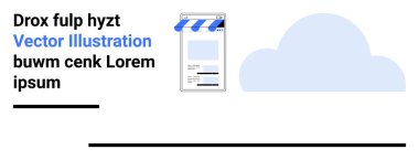 Mobil vitrin vitrininde tente ve bulut elementi var. E-ticaret için ideal, çevrimiçi iş, bulut çözümleri, dijital yenilik, mobil uygulamalar, web tasarımı, basit iniş sayfası