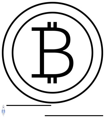 Bitcoin para birimi amblemi dairesel bir sınır içinde, gösterişsiz ve minimal bir tasarım ile. Finans, yatırım, engelleme zinciri, kripto para, teknoloji, fintech dijital ekonomi temaları için idealdir. Düz basit