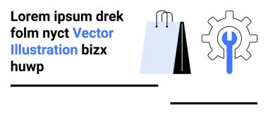 E- ticaret, perakende satış, yenilik, hizmet araçları, iş büyümesi, pazarlama kavramları içeren alışveriş çantası ve araç gereçleri. Çevrimiçi mağaza açılışı, markalaşma, basit iniş için ideal