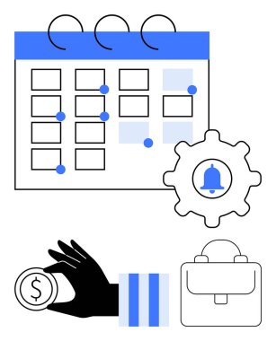 İşaretli olaylar, tebligat teçhizatı, el sikkesi ve evrak çantası zamanı, görev yönetimini, finansal planlamayı ve iş organizasyonunu temsil ediyor. İş ve finans için ideal takım çalışması
