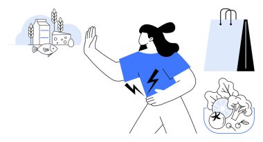 Sağlıksız gıda seçeneklerini reddeden, sürdürülebilir market alışverişine odaklanan bir kadın. Sürdürülebilirlik, bilinçli tüketim, etik karar verme, sağlıklı yaşam, çevre bilinci, sıfır atık