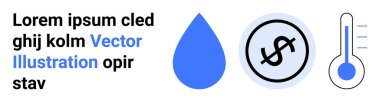 Mavi su damlası, dolar işaretli dolar sikkesi ve sıcaklık eğimli termometre. Sürdürülebilirlik, enerji tasarrufu, su yönetimi, eko girişimleri, iklim farkındalığı, mali