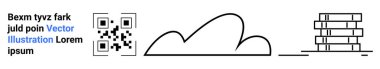 Yer tutucu metin, soyut bulut şekli ve düzgün kitap yığını içeren QR kodu. Teknoloji, eğitim, minimalizm, okuma, veri depolama, basit iniş sayfaları için ideal
