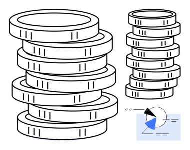 Değişen yüksekliklerde birikmiş madeni paralar mali büyüme olduğunu gösteriyor. Analiz için geometrik grafik. Finans, yatırım, ekonomi, iş, tasarruf, veri analizi zenginlik stratejileri için idealdir. Düz basit