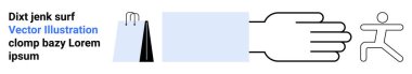 Alışveriş torbası, soyut şekiller, el hareketi ve çalışan figürler perakende satış, müdahale, hareket ve insan hareketi. E-ticaret için ideal, kullanıcı arayüzleri sağlık etkileşimi için basit kılavuzlar