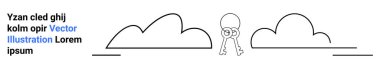 Kolları ve bacakları stilize bulutlar arasında yürüyen ana karakter. Güvenlik, yaratıcılık, yenilik, minimalizm, ilham, hikaye anlatımı için ideal