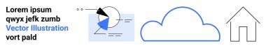 Geometrik şekilleri, bulut sembollerini ve basit ev hatlarını birleştiren diyagram. Tasarım, mimari, veri, teknoloji, bulut depolama, konut minimal metin basit iniş sayfası için ideal