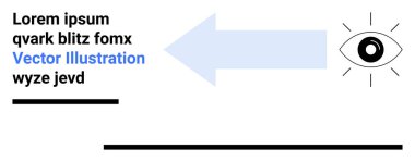 Sol tarafı gösteren mavi okun yanındaki göz simgesini aç, minimalist metin düzeni. Kavram için idealdir Görme, navigasyon, rehberlik, tasarım, strateji, odaklanma, basit iniş sayfası