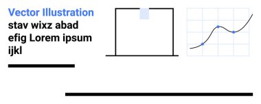 Izgarada grafik eğrisi, etiketli bloklar ve çizgiler. Analiz, bilgi grafikleri, raporlar, eğitim sunumları için ideal basit iniş sayfası. Çizgi benzetmesi. Basit satır simgeleri