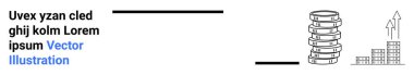 Çubuk çizelgesinin yanında yukarı doğru ok ve ana hatlarla istiflenmiş bozuk paralar var. Finans, yatırım, başarı, iş büyümesi, ekonomik veriler, zenginlik planlaması, basit iniş sayfası