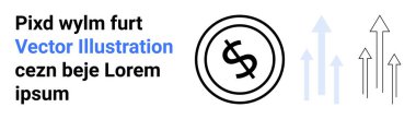Yukarıyı gösteren siyah ve gri oklarla çevrelenmiş dolar sikkeleri ekonomik büyüme ve ilerlemeyi gösteriyor. Finans, işletme, yatırım, ekonomi, kâr, başarı ve soyut düz çizgi için ideal