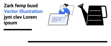 Sulama tabletini kullanan kişi büyümeyi, büyümeyi ve yaratıcılığı sembolize eder. Dijital öğrenme, takım çalışması, yenilik, kişisel büyüme, çevrimiçi araçlar, üretkenlik sade iniş için ideal