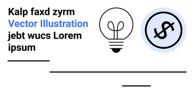 Madeni para işaretinin yanındaki fikirleri sembolize eden ampul finansal odağı vurguluyor. Yaratıcılık, finans, yenilik, ekonomi, strateji, girişimcilik için ideal, basit iniş sayfası