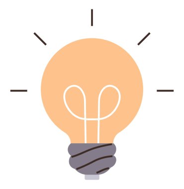 Parlayan ışınlı ampul parlak fikirleri, enerjiyi ve ilhamı sembolize eder. Yaratıcılık, yenilik, enerji, beyin fırtınası, eğitim teknolojisi ve çözüm kavramı için idealdir. Düz renk simgesi