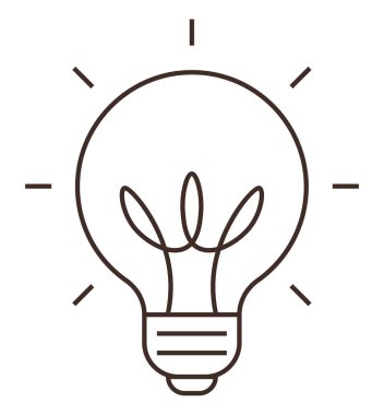 Parlak çizgileri olan ampul fikirleri, yaratıcılığı ve çözümleri temsil ediyor. Yenilik, ilham, enerji, teknoloji, eğitim bilgi motivasyonu için idealdir. Minimalist düz renk simgesi