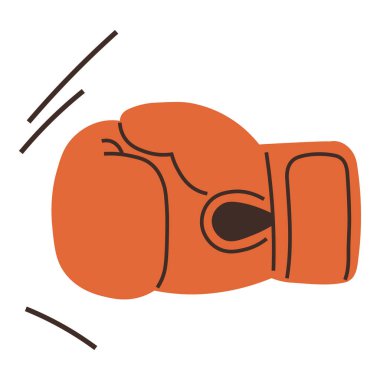 Hareket halindeki turuncu boks eldiveni enerji, güç ve gücü sembolize ediyor. Spor, rekabet, enerji, fitness, kararlılık takım çalışması motivasyonu için idealdir. Düz renk simgesi