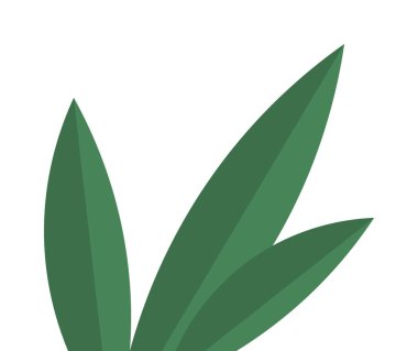 Üç yeşil bitkinin keskin kenarları ve farklı açıları var. Doğa, botanik, minimalist tasarımlar, çevre dostu alanlar ve iç dekorasyon temaları için ideal. Basit geometrik biçim