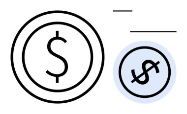 Kalın ve hafif tasarım tarzlarında ince hatlara sahip dolar para simgeleri para, maliyet, bankacılık, para ve finans vurguluyor. Ticaret, ekonomi, yatırım ve tasarruf dairesi için ideal