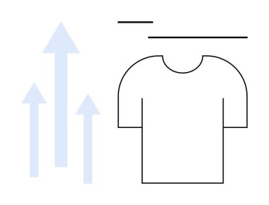 Yukarıya doğru oklu tişört büyümeyi, başarıyı, ilerlemeyi ya da yeniliği işaret ediyor. Giysiler, girişimcilik, iş büyümesi, yükselen eğilimler, moda kendini geliştirme için idealdir.