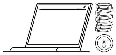 Bilgisayarı madeni para yığını ve engelleme sembolünün yanında aç. Finansal teknoloji, e-ticaret, kripto para birimi, yatırım, fintech, çevrimiçi ödemeler, dijital bankacılık. Düz basit metafor