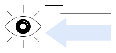 Etrafı ışınlarla çevrili bir göz ve solu gösteren büyük mavi bir ok. Görme, odaklanma, rehberlik, karar verme, perspektif, hassasiyet ve yön için ideal. Düz basit metafor