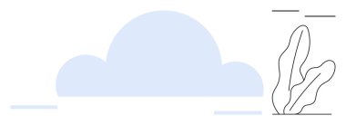 Basit çizgilerin ve soyut bitkilerin ortasındaki açık mavi bulut. Hava, çevre, basitlik, sakinlik, doğa, minimalizm ve soyut kavramlar için idealdir. Düz basit metafor