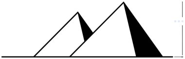 Siyah ve beyaz şekillerdeki iki piramit denge ve yapıyı simgeliyor. Tarih, kültür, mimari, geometri, minimalizm, eğitim, seyahat için idealdir. Düz basit metafor