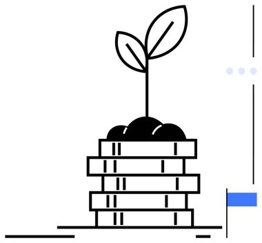 Üstünde büyümeyi, zenginliği ve sürdürülebilirliği sembolize eden filizlenen bir bitki yığını var. Finans, yatırım, eko-ticaret, sürdürülebilirlik, ekonomik tasarruf büyüme stratejisi için idealdir. Düz basit