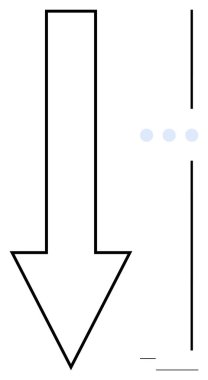 Aşağı doğru ok, üç küçük nokta ve dikey çizgilerle birlikte, yönü, hareketi ve akışı iletiyor. Navigasyon, geçiş, azalma, rehberlik minimalizmi ve basitlik için idealdir. Düz