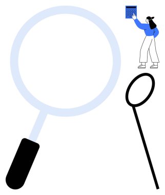 Büyüteç ve tabletteki verileri analiz etmek. Araştırma, analiz, odaklanma, keşif, öğrenme, araştırma, berraklık kavramları için idealdir. Modern düz basit metafor