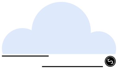 Siyah yatay çizgileri ve küçük siyah dairesel detayı olan yumuşak mavi bulut şekli. Teknoloji, hava durumu, depolama, basitlik, bağlantı, iletişim, dijital için ideal. Düz basit metafor