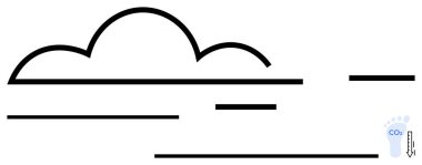 Karbondioksit izli stilize bulut, sürdürülebilirliği, iklim etkisini, karbon azaltımını, temiz enerjiyi, hava kalitesini, doğa korumasını ve çevresel farkındalığı temsil ediyor. Düz basit metafor