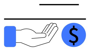 Yatay çek çizgilerinin altında ödeme, finans, para değişimi, hayır kurumu, bağış, bütçe ya da maaş bordrolarını gösteren mavi bir işaret var. Bankacılık ve finans için ideal