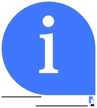 Merkezinde küçük i sembolü olan mavi dairesel bir simge. İletişim, destek, yardım masası, navigasyon, öğrenme, teknik yardım, düz metafor için ideal