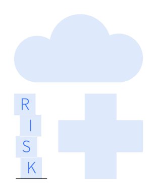 Bulut şekli, RISK blokları devrilme ve tıbbi haç. Sağlık, risk yönetimi, güvenlik, sigorta, bulut teknolojisi, karar verme soyut çizgisi düz metaforu için ideal