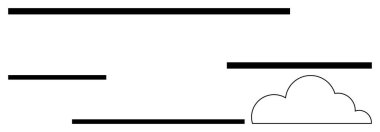 Basit bulut şekilli siyah yatay çizgiler, sakinlik ve dengeyi çağrıştırıyor. İletişim, hava durumu, minimalizm, sükunet, tasarım, berraklık temaları için idealdir. Düz basit metafor