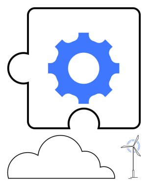 Ekip çalışmasını temsil eden bulut, rüzgar türbini, temiz enerji, yenilik ve sürdürülebilirliği temsil eden bulmaca parçalarıyla donatılmıştır. Problem çözme, işbirliği, yenilenebilir enerji teknolojisi için ideal