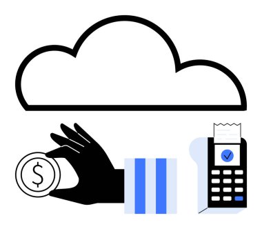 Ödeme terminali ve bulut yakınında el ele tutuştuk. Finans, teknoloji, dijital bankacılık, bulut depolama, e-ticaret, güvenli işlemler, çevrimiçi para transferi için ideal. Düz basit metafor